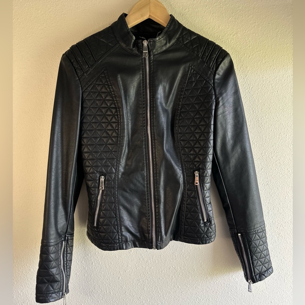 Lulus LA Coalition Women’s VEGAN Black Fitted “leather” Jacket